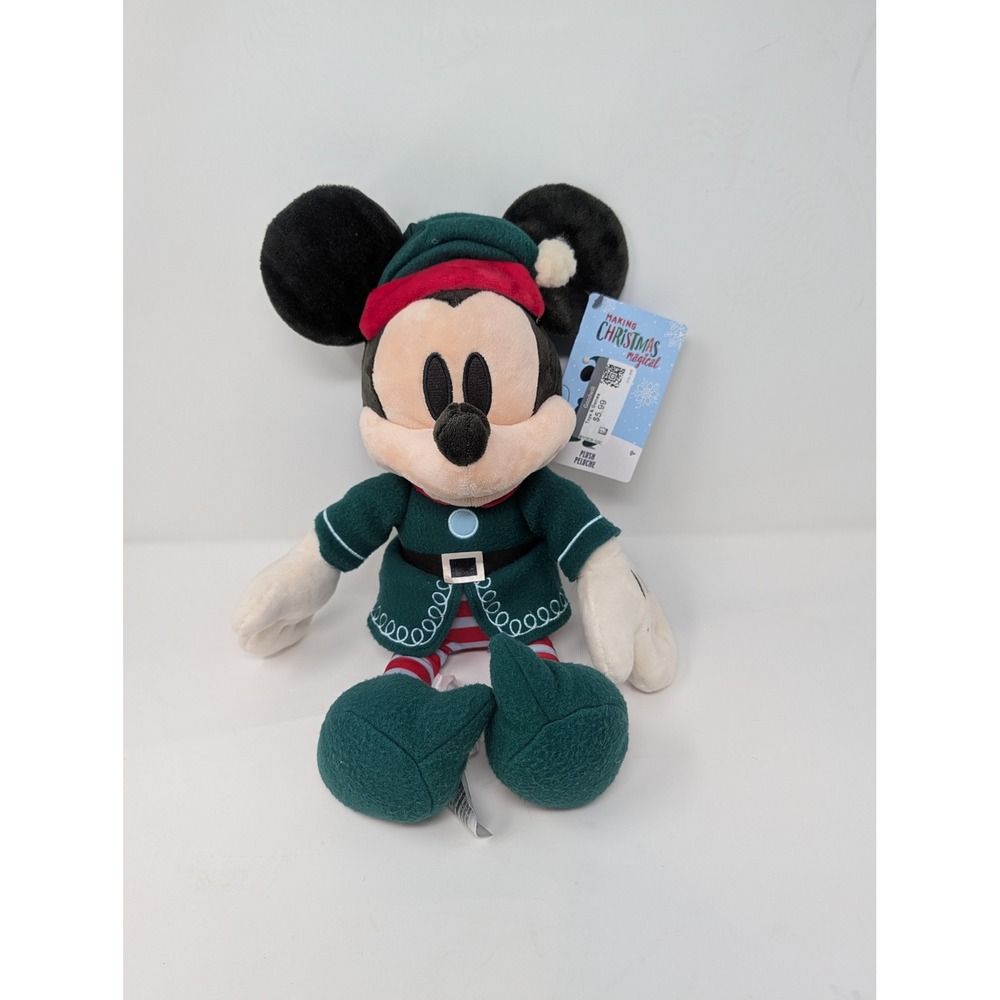 Disney Store Mickey Mouse Holiday Elf Plush Green Christmas Making Magical NWT
